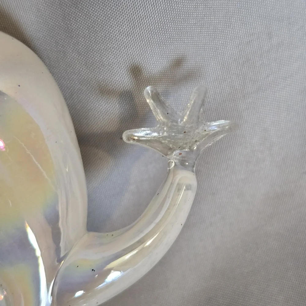 Pier 1 Halloween Iridescent Blown Glass Green Eyes Ghost Ornament Spiral RARE